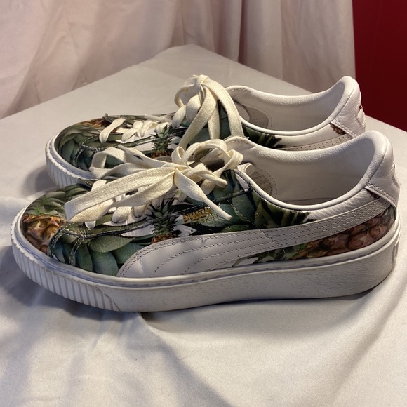 Puma Basket Platform Pineapple Gold White Trainer women Sz 7C US - Picture 4 of 13